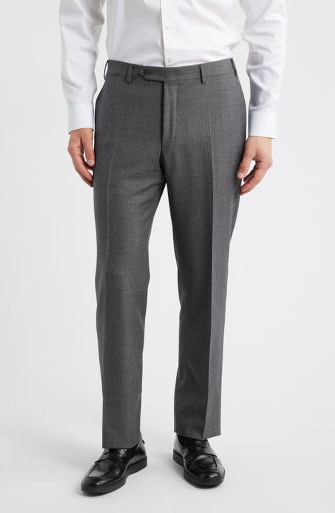 Siena Regular Fit Grey Flat Front Super 130s Wool Dress Pants