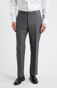 Canali Siena Regular Fit Grey Flat Front Super 130s Wool Dress Pants