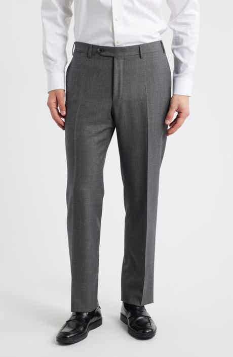 Canali Siena Regular Fit Grey Flat Front Super 130s Wool Dress Pants