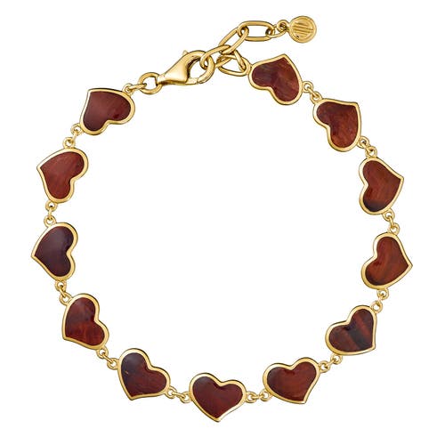 Jan Leslie All Around Heart Bracelet Set In Sterling Silver In Red