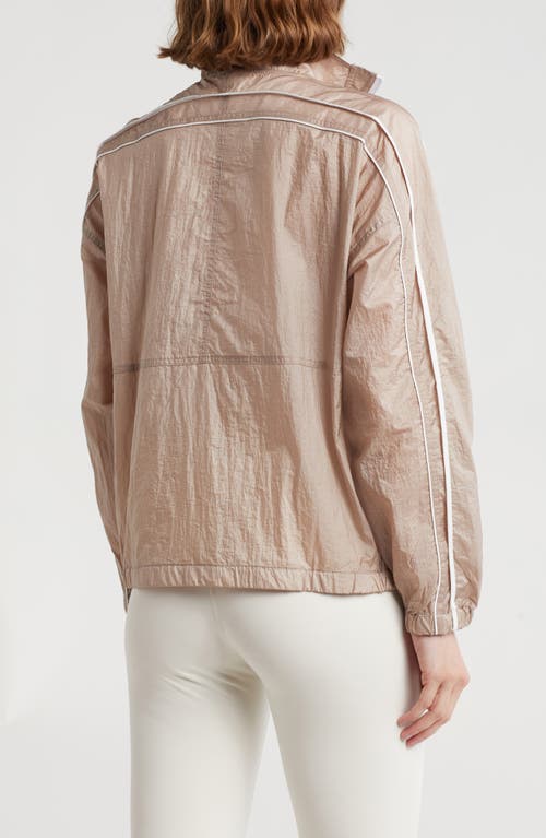 Jessica Simpson Contrast Piping Nylon Track Jacket In Atmosphere/bright White