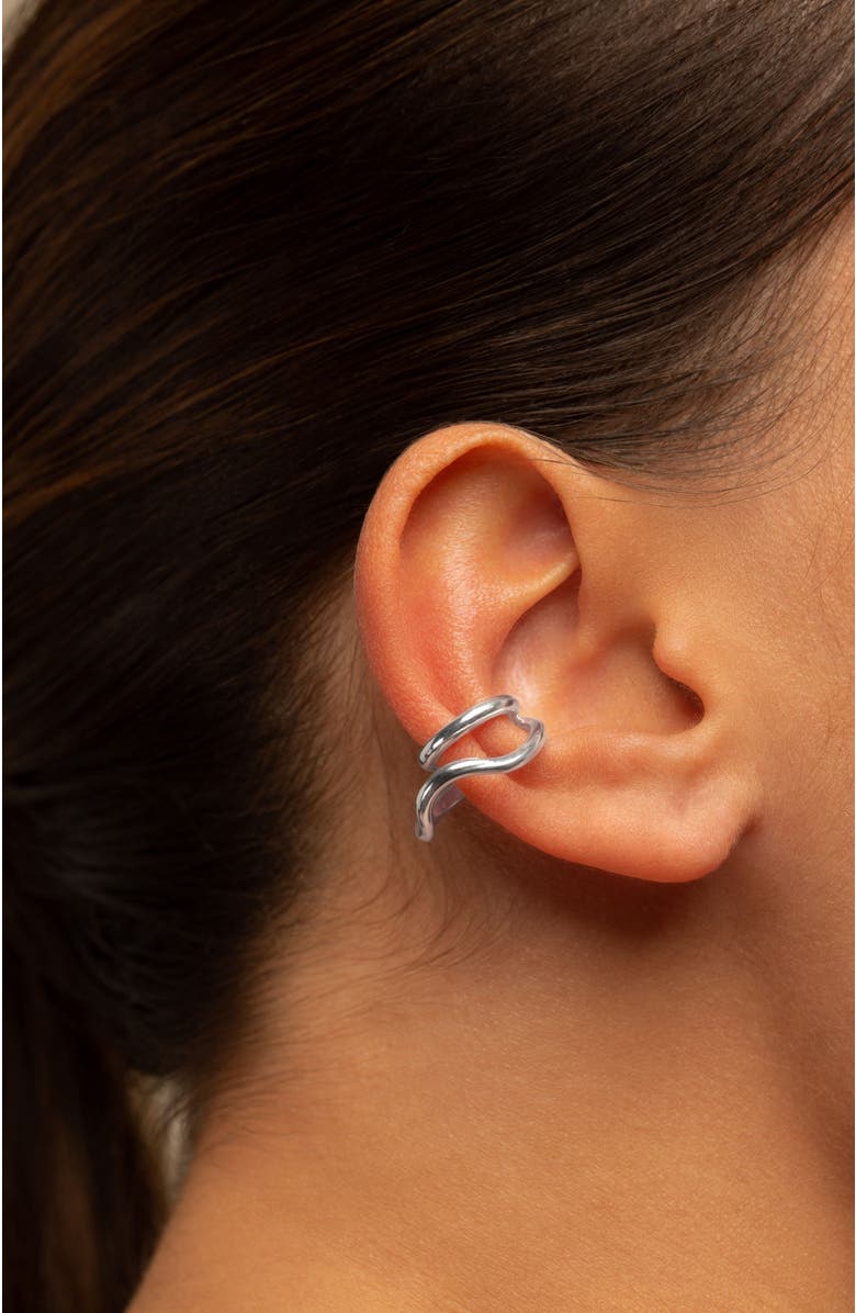 PIERETTI Naeva double ear cuff, Alternate, color, Silver Plated