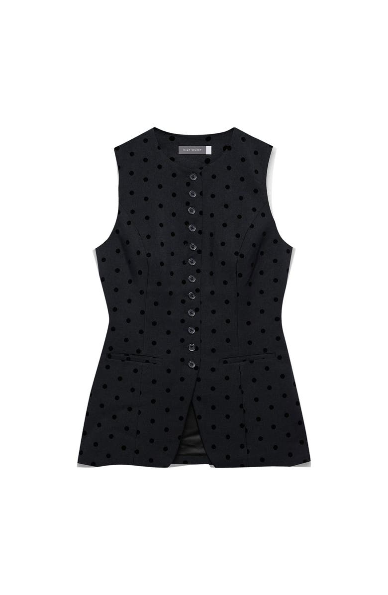 MINT VELVET Polka Dot Longline Waistcoat, Alternate, color, Blue