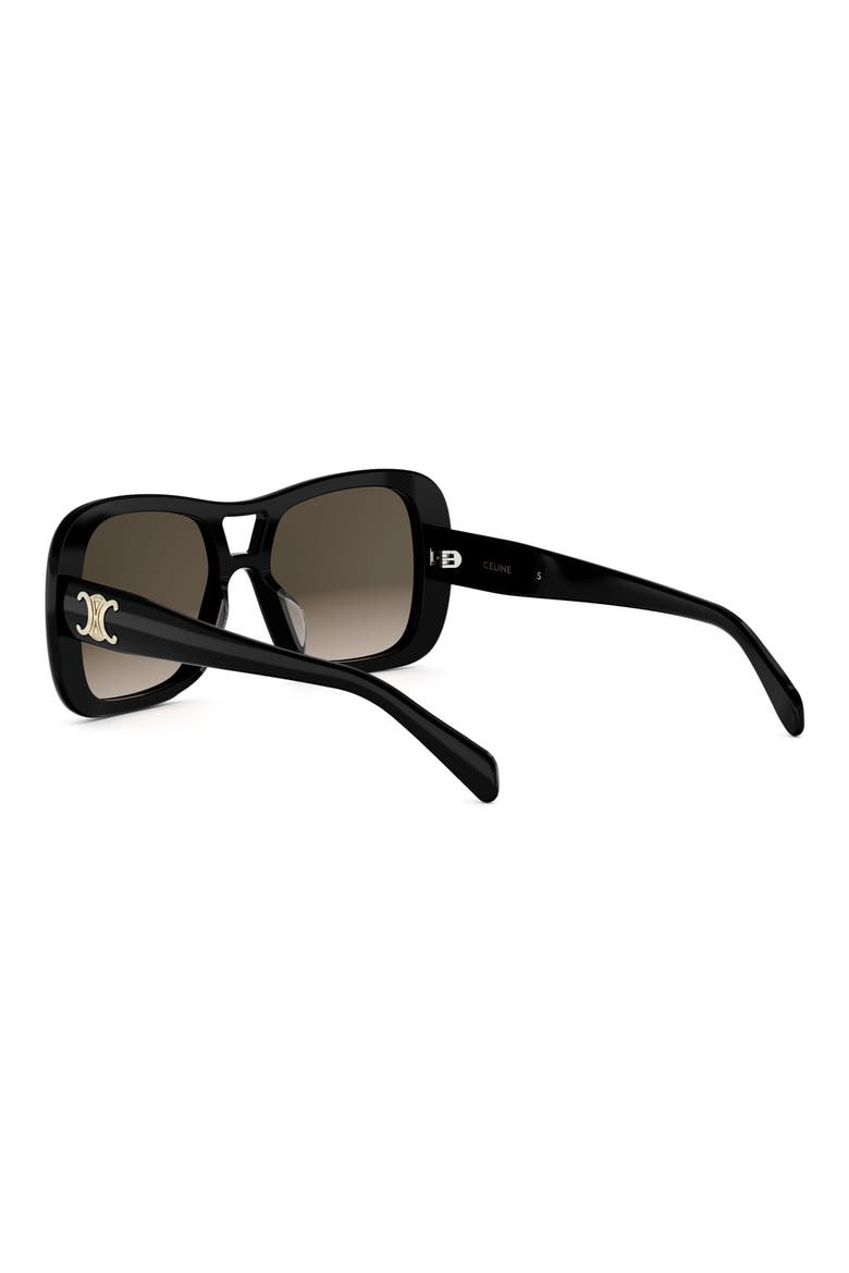 Triomphe 55mm Gradient Pilot Sunglasses, Alternate, color, SHINY BLACK / GRADIENT BROWN