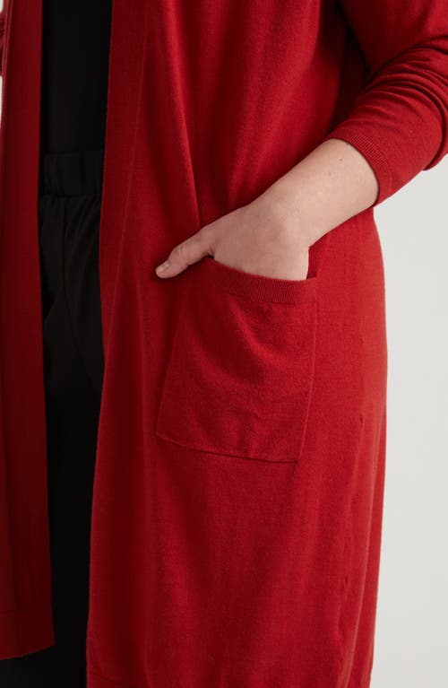Universal Standard Long Open Front Cardigan In Red