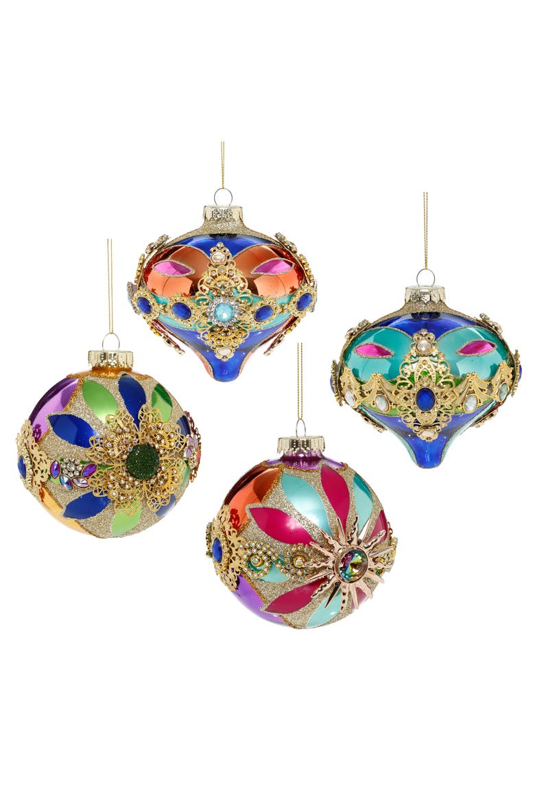 Venetian Jeweled Ornament, Box of 4, Main, color, Royal Blue