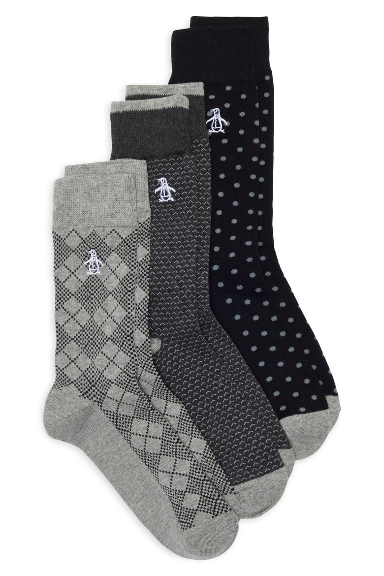 Pico Birdseye Crew Socks - Pack of 3, Main, color, BLACK