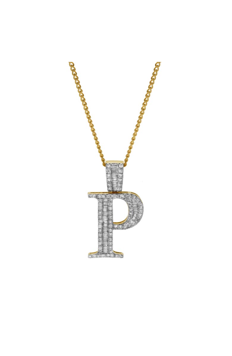 LuvMyJewelry P Initial Diamond Pendant 10K Yellow Gold - 0.77 Carats, Alternate, color,