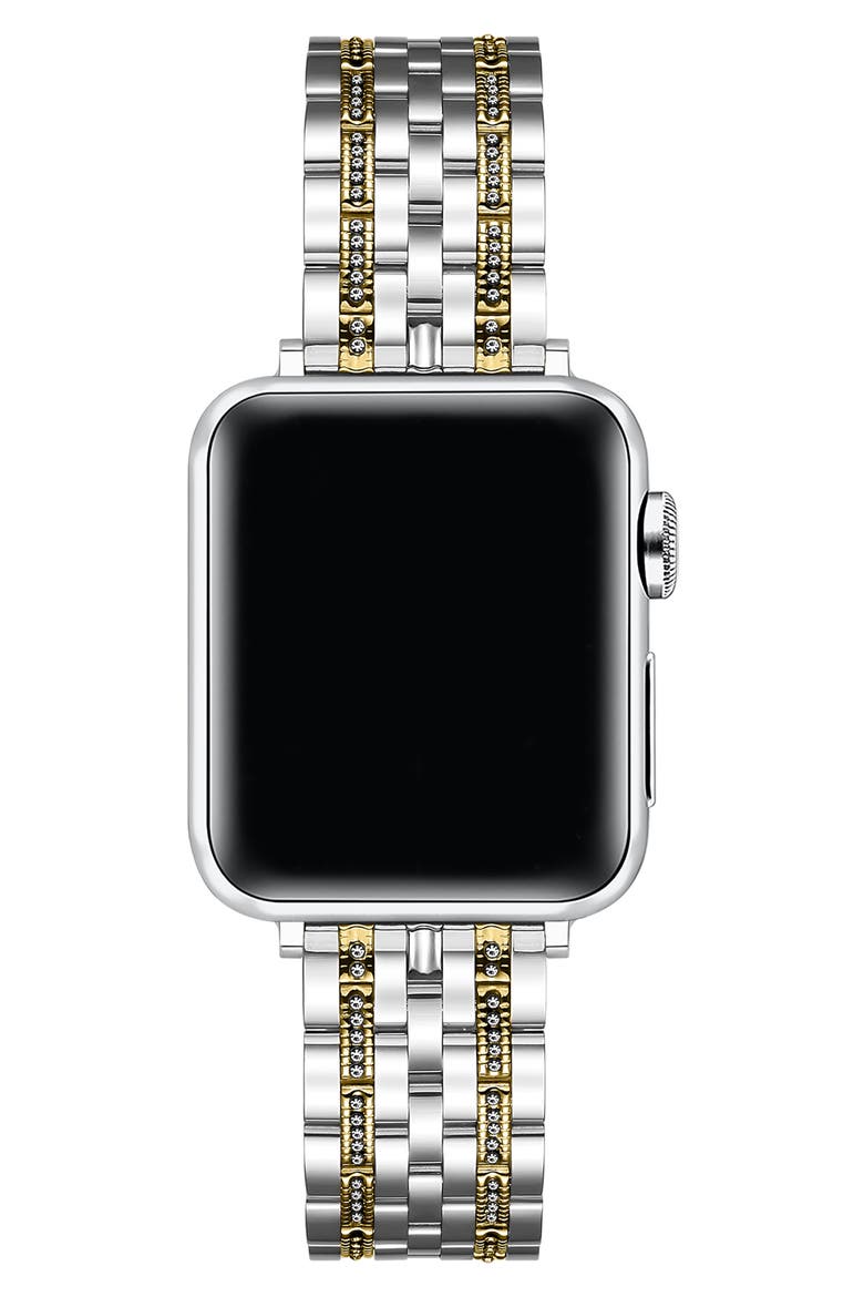 Remy Rhinestone & Stainless Steel Apple Watch® Watchband, Alternate, color, SILVER/ GOLD