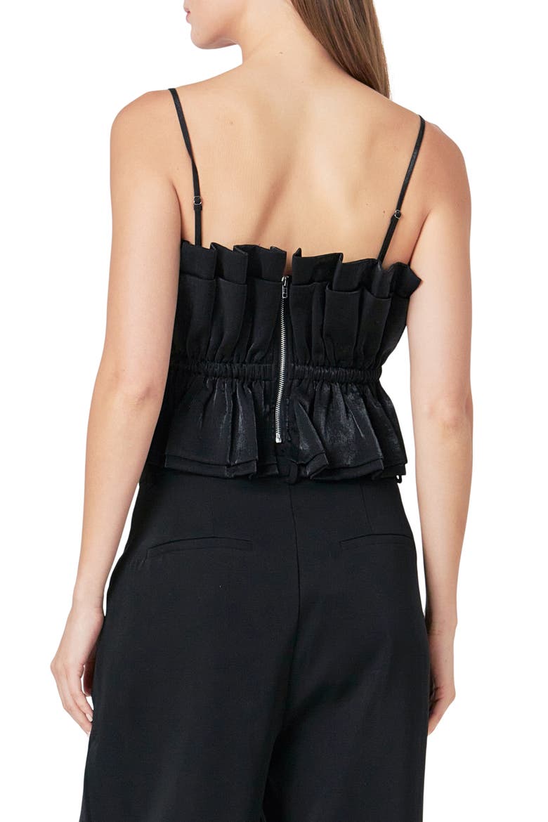 Sheen Ruffled<br />Crop Camisole, Alternate, color, BLACK