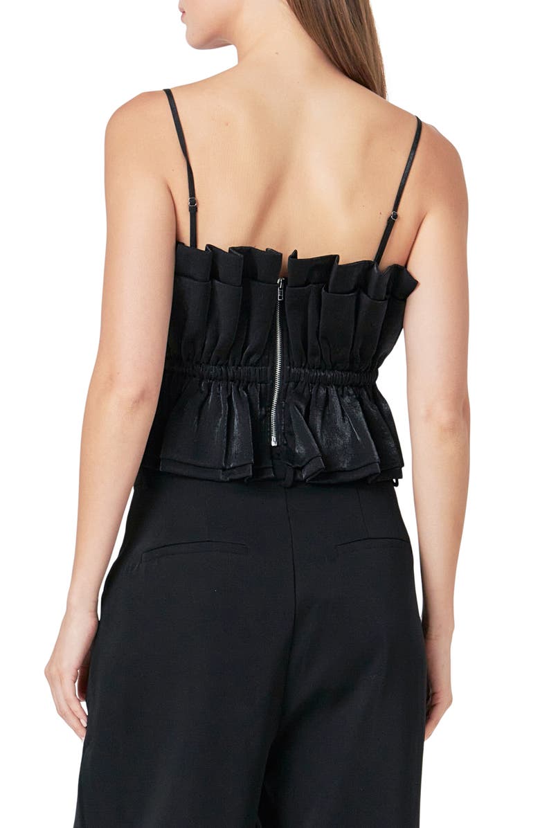 Endless Rose Sheen Ruffled<br />Crop Camisole, Alternate, color, Black