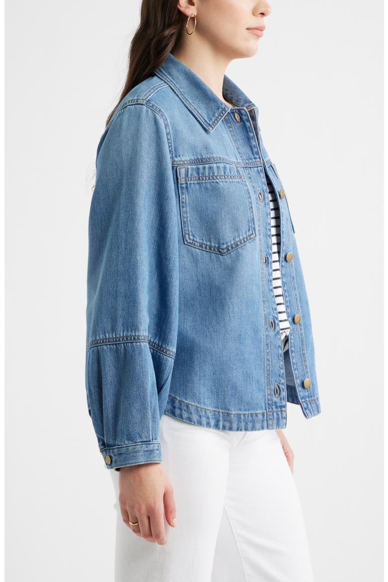 Balloon Sleeve Denim Jacket, Alternate, color, MEDIUM WASH