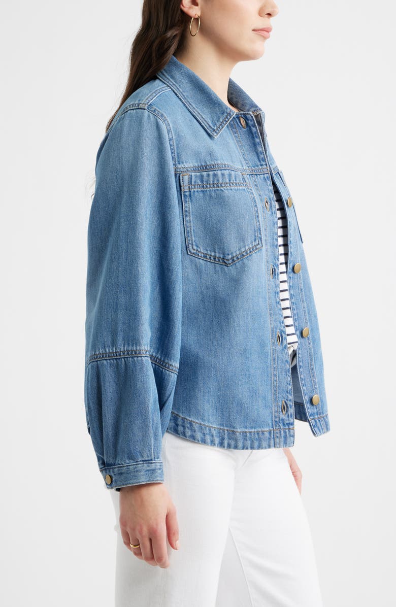 Caslon<sup>®</sup> Balloon Sleeve Denim Jacket, Alternate, color, Medium Wash