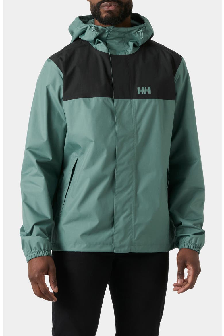 Vancouver Waterproof Hooded Rain Jacket, Main, color, OPAL GREEN