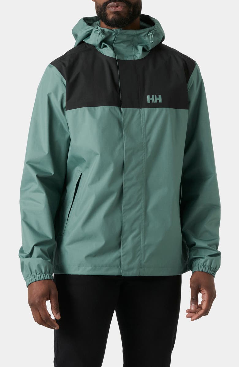 Helly Hansen Vancouver Waterproof Hooded Rain Jacket, Main, color, Opal Green