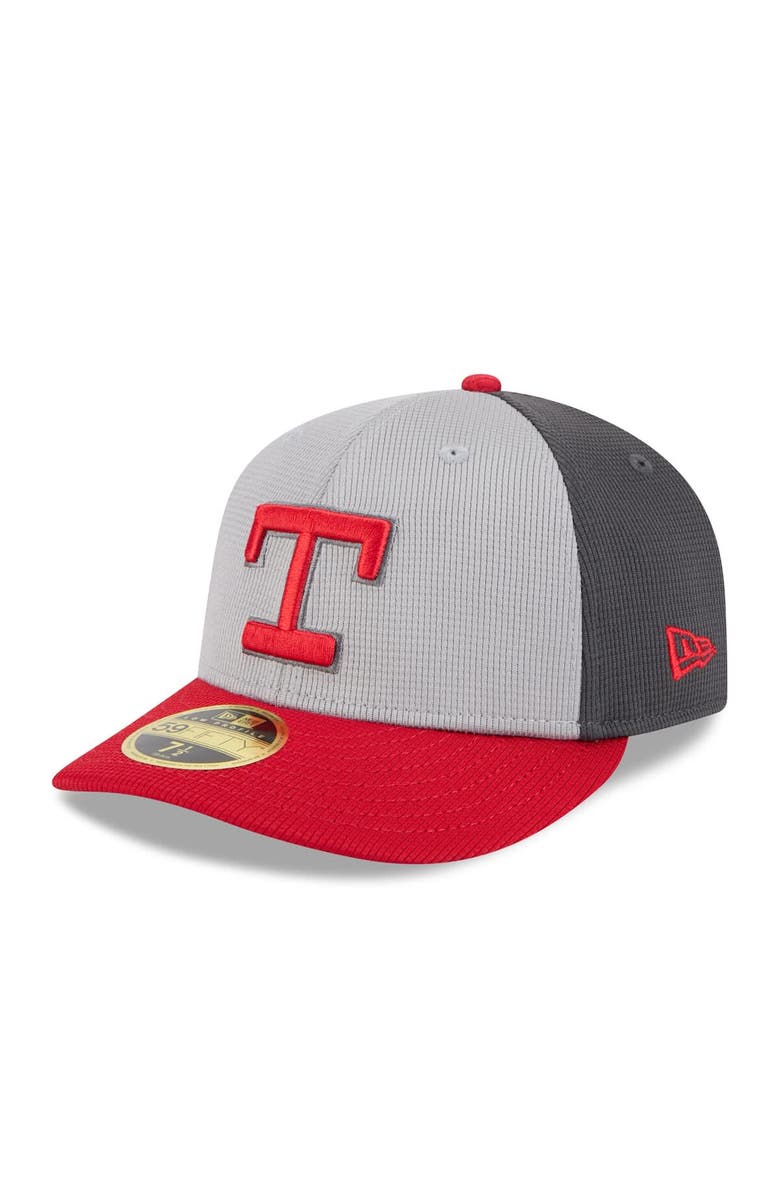 New Era Men's New Era  Gray/Red Texas Rangers 2025 Batting Practice Low Profile 59FIFTY Fitted Hat, Alternate, color, 