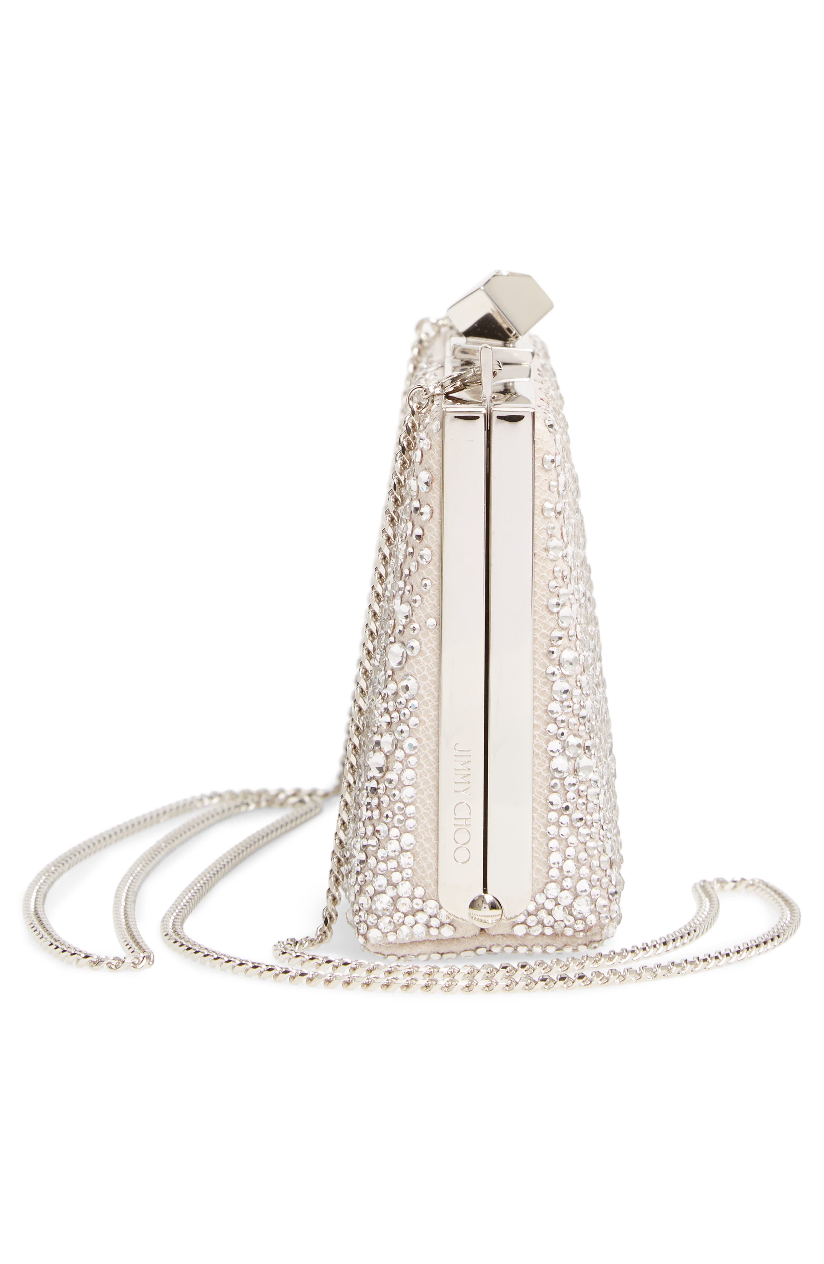 Jimmy Choo Celeste Sprinkled Crystal Mesh Frame Clutch, Alternate, color, 