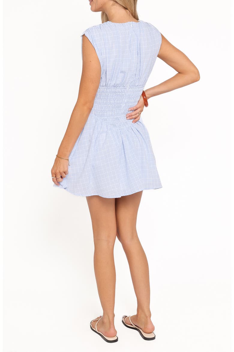 Ayla Gingham Smocked Minidress, Alternate, color, BLUE GINGHAM