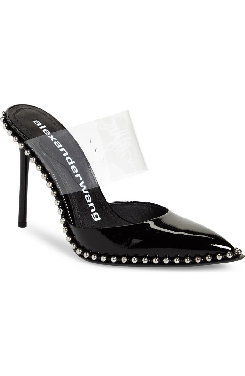 Alexander Wang Rina Studded Clear Strap Pointed Toe Mule, Main, color,