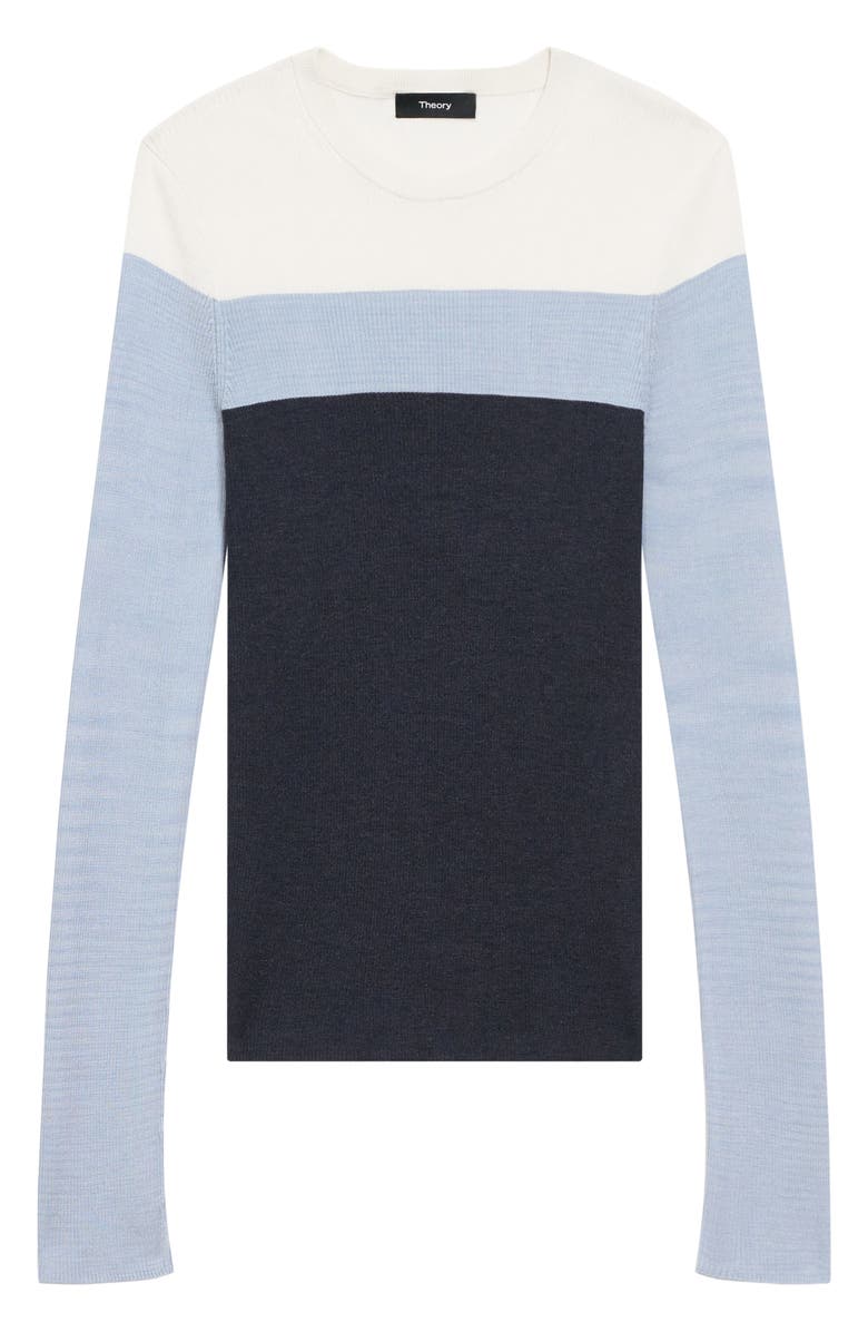 Theory Mirzi Colorblock Silk Rib Crewneck Sweater, Alternate, color,