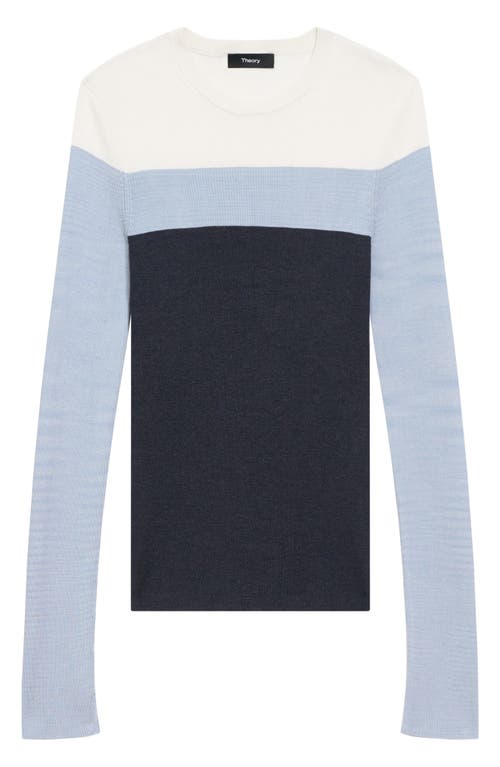 THEORY THEORY MIRZI COLORBLOCK SILK RIB CREWNECK SWEATER