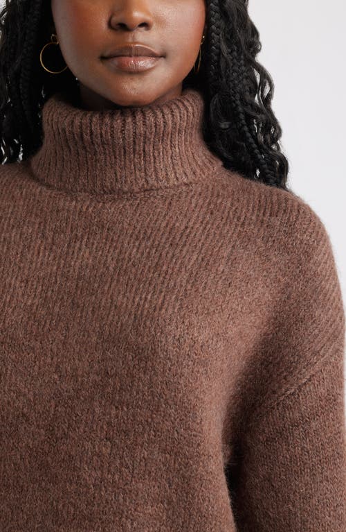 Treasure & Bond Fuzzy Turtleneck Sweater In Brown