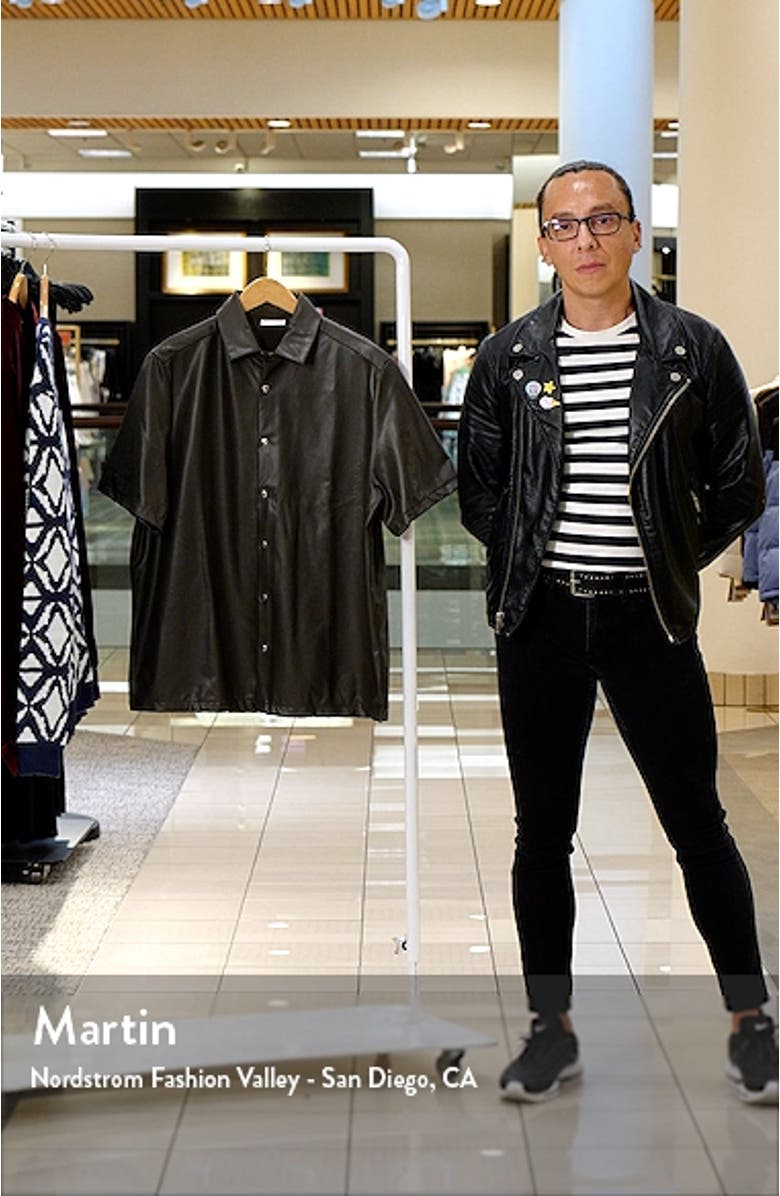 Boxy Short Sleeve Faux Leather Shirt, sales video thumbnail
