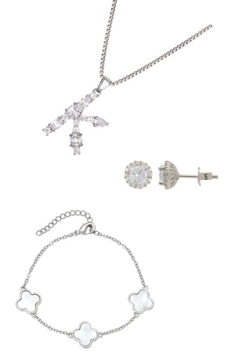 3-Piece Mixed Cubic Zirconia Initial Jewelry Set