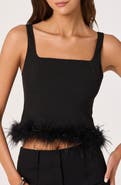 ASTR the Label Feather Trimmed Crop Top