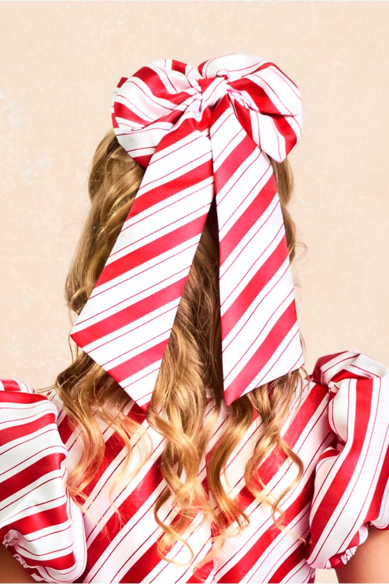 Holiday Candy Cane Hairbow for Girls, Alternate, color, Red