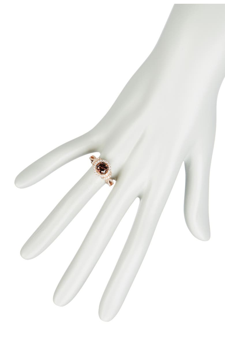 SUZY LEVIAN 14K Rose Gold Plated Sterling Silver Two-Tone Chocolate & White CZ Ring, Alternate, color, 