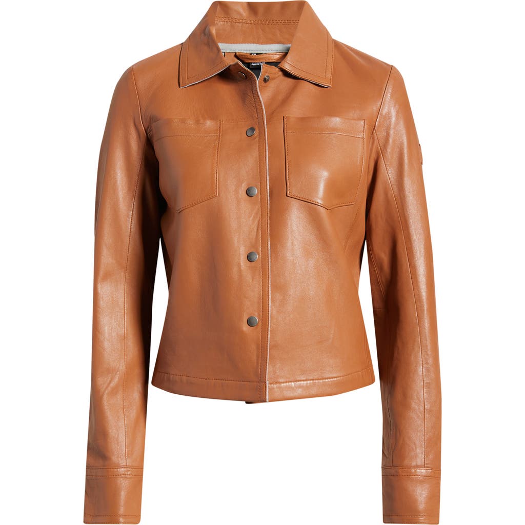 Mauritius Lefei Leather Jacket In Brown