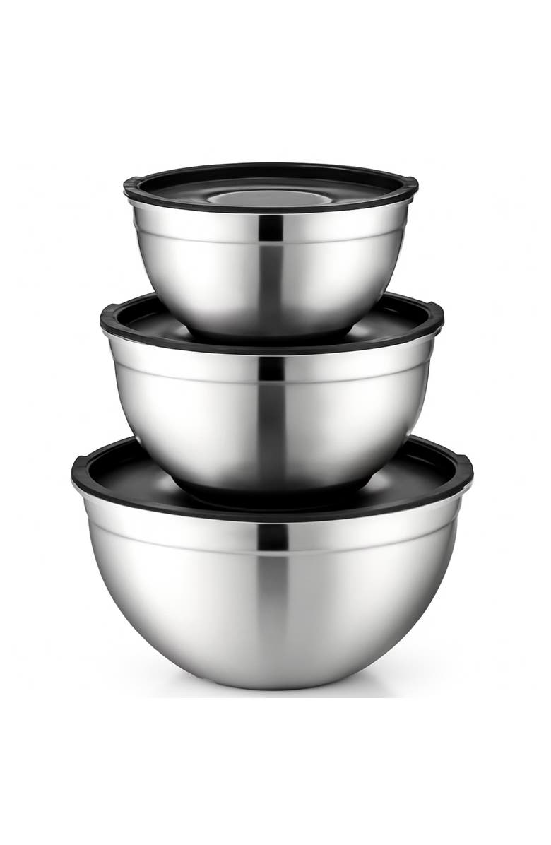 Luminuxe Durable Stainless Steel Nesting Mixing Bowl Set 3-Piece, Main, color, Silver