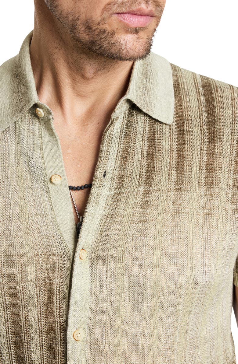 John Varvatos Santiago Short Sleeve Button-Up Sweater, Alternate, color, 