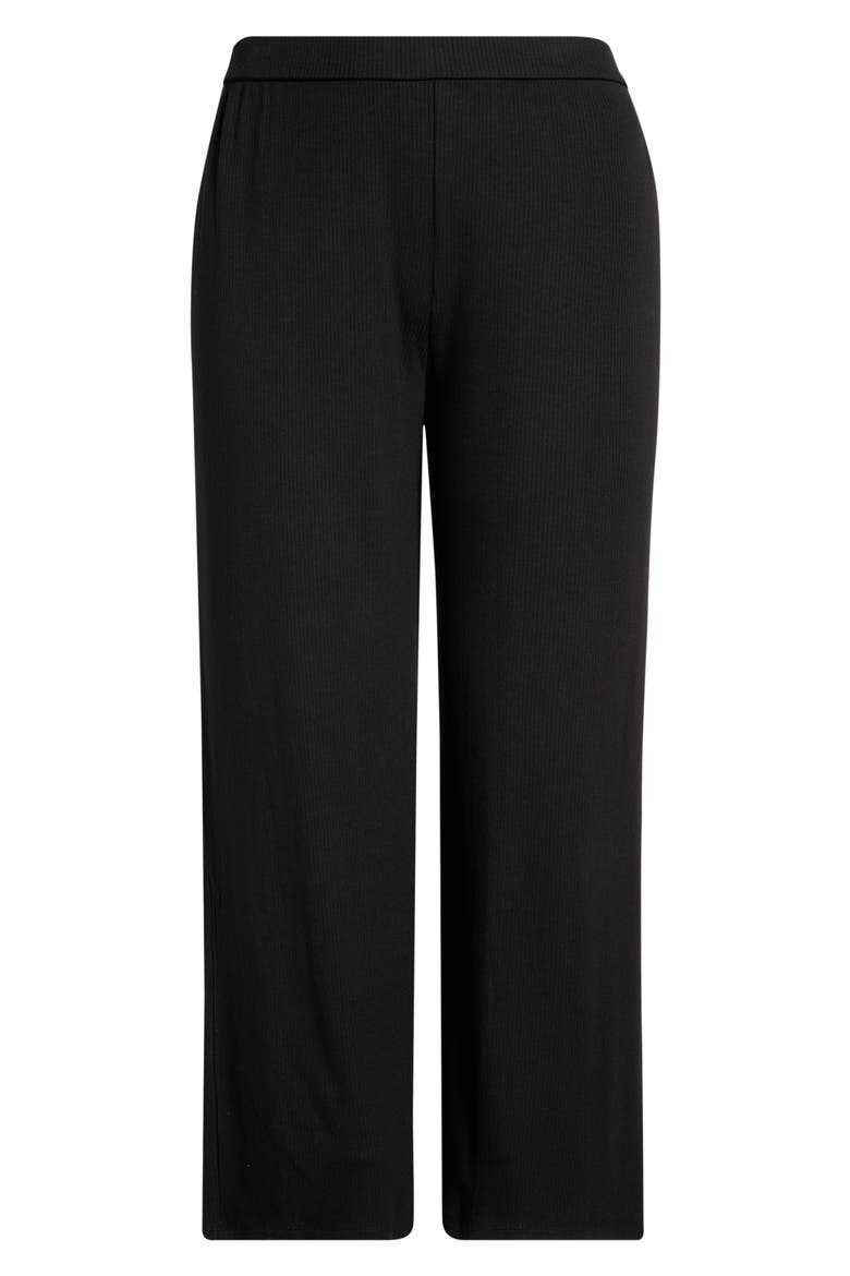 Rib Wide Leg Pants, Alternate, color, BLACK