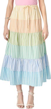 English Factory Colorblock Tiered Maxi Skirt