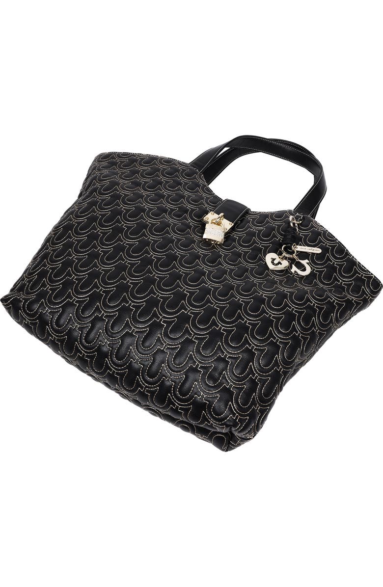 True Religion Horseshoe Quilted Charm Tote Bag, Alternate, color, Black