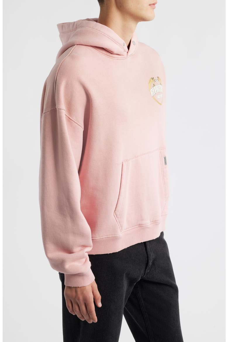 Oversize Distressed Angel Border Graphic Hoodie, Alternate, color, QUARTZ