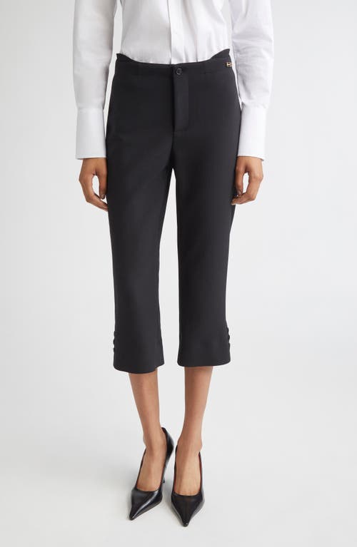 Victoria Beckham Buttoned Cuff Cropped Wool Trousers In Black