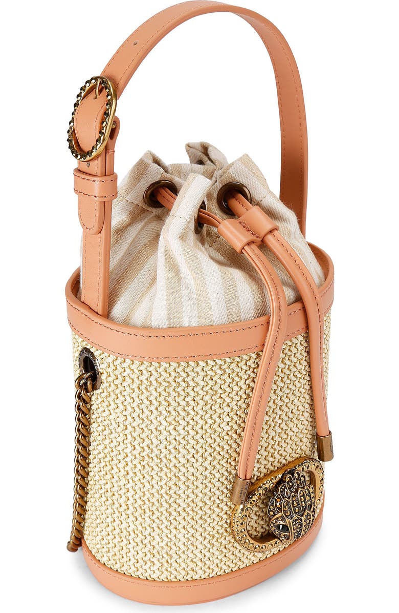 Kurt Geiger London Small Chelsea Round Woven Bucket Bag, Alternate, color, Open Beige