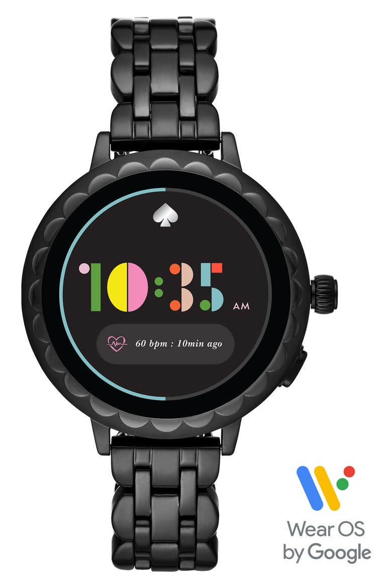 raven scallop smart bracelet watch, 41mm, Alternate, color, BLACK