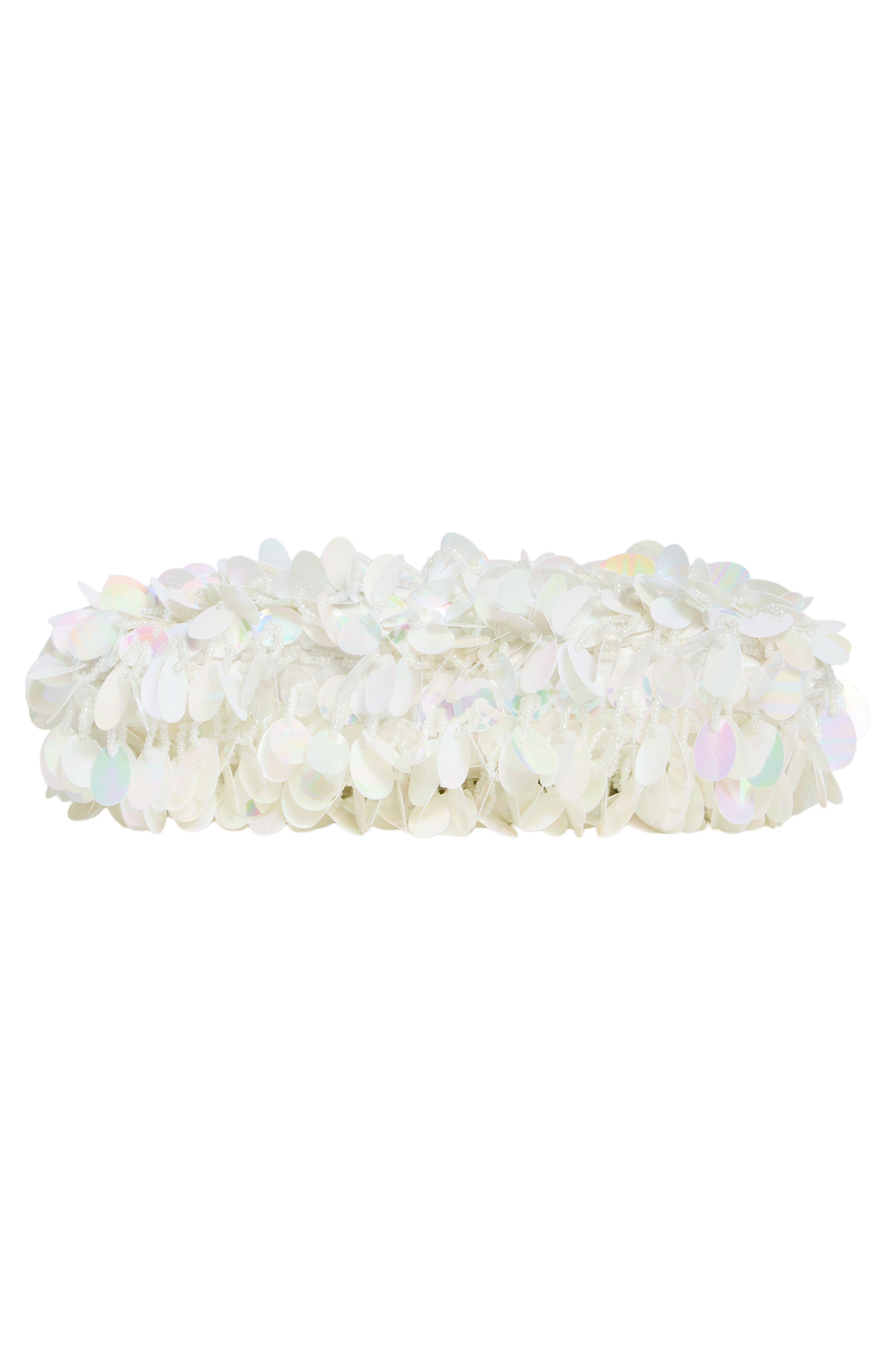 ALESSIA BIANCHI Sequin Frame Clutch, Alternate, color, White Multi