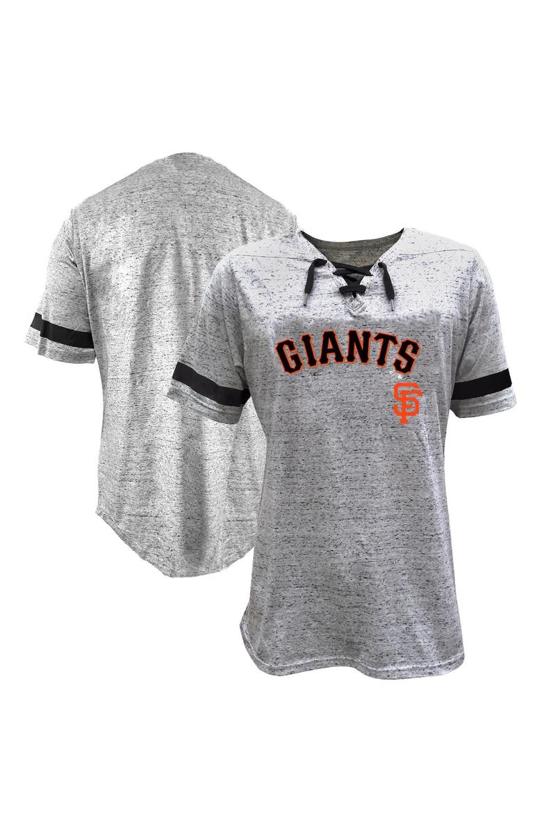 PROFILE Women's Profile Heather Gray San Francisco Giants Lace-Up Fleck T-Shirt, Main, color, 