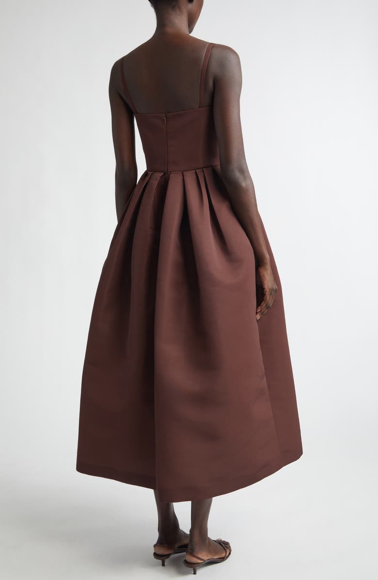 Oscar de la Renta Chiné Cyclamen Pleated Satin Fit 
Flare Dress, Alternate, color, White/ Mahogany