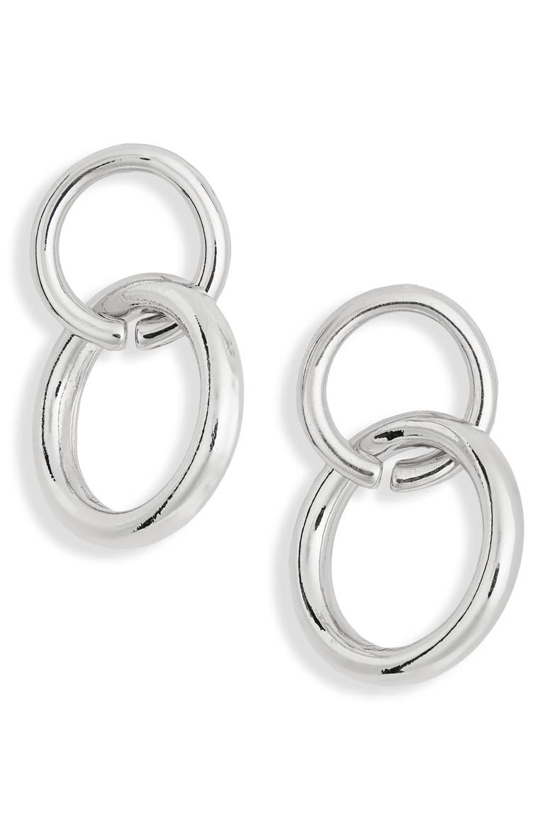 Link Drop Earrings, Main, color, SILVER