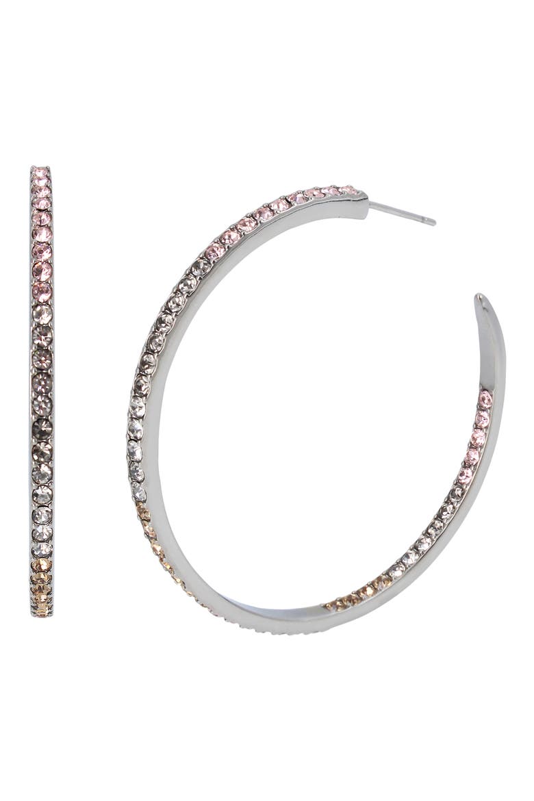 Pavé Crystal Inside Out Hoop Earrings, Main, color, METALLIC MULTI