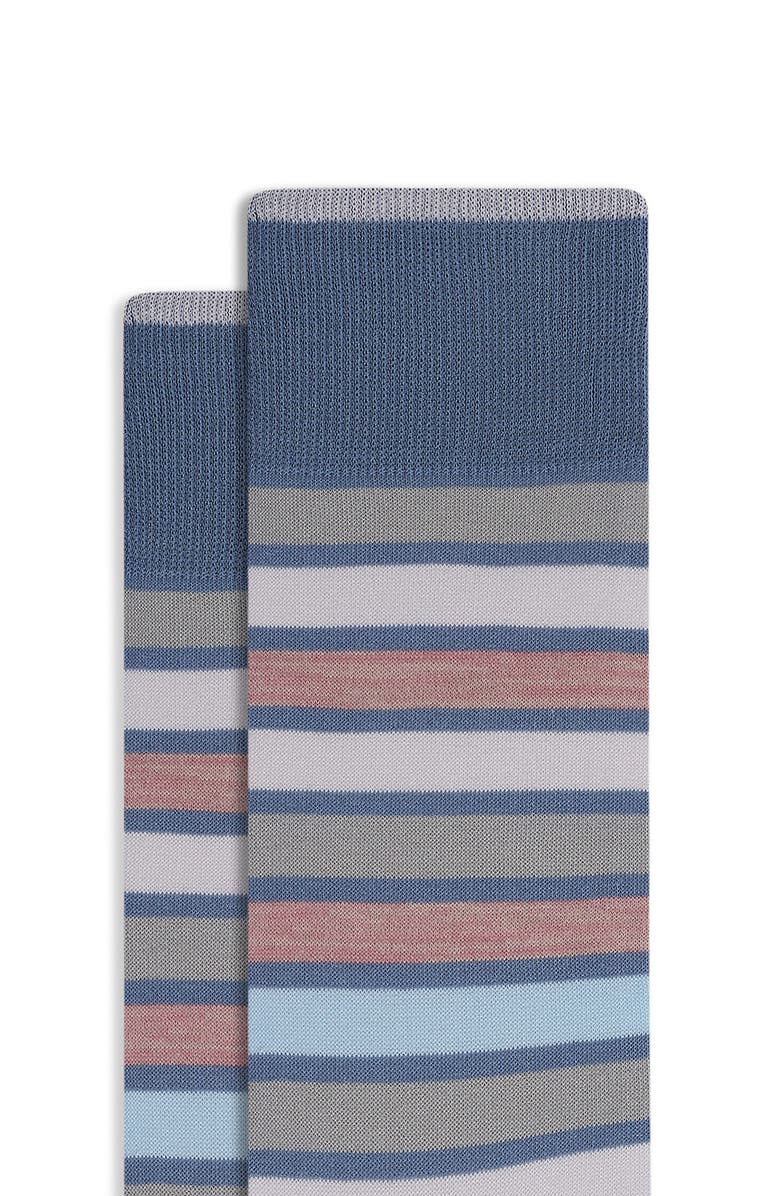 Bugatchi Stripe Mercerized Cotton Blend Dress Socks, Alternate, color, Dusty Rose