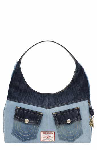 Horseshoe Pocket Colorblock Denim Shoulder Bag