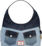 USPA ACCESSORIES Horseshoe Pocket Colorblock Denim Shoulder Bag