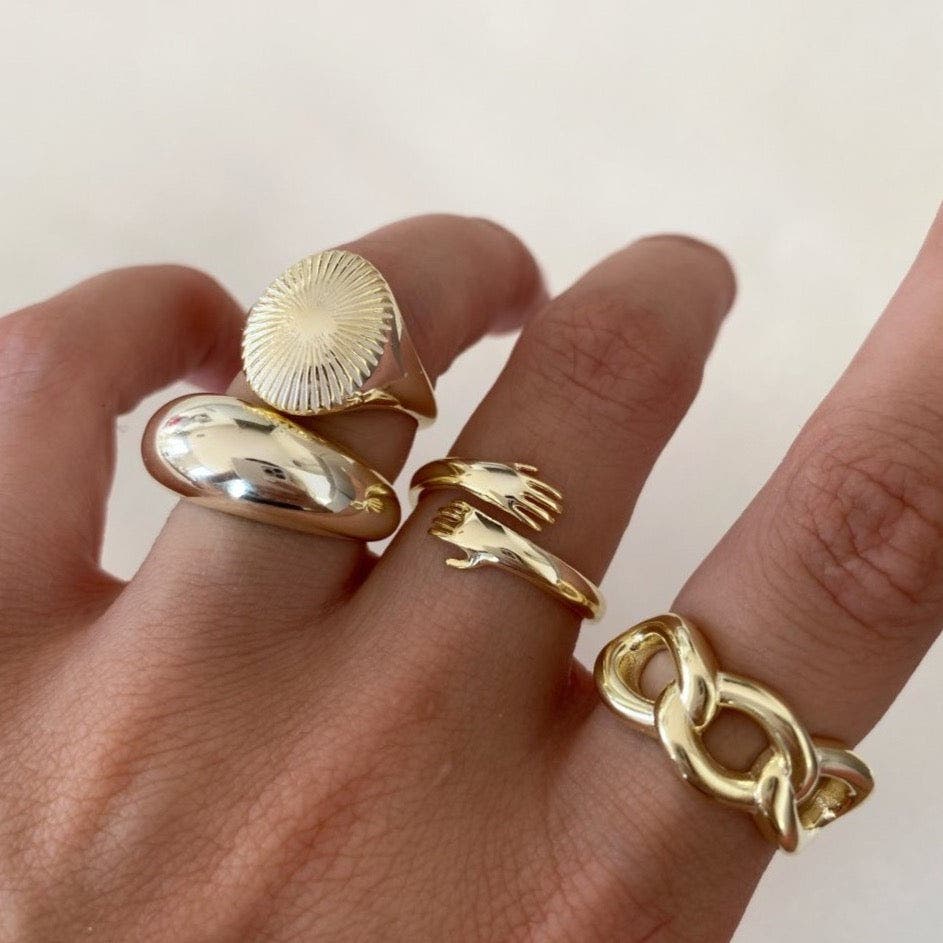 Spero London Hug Ring With Hands Sterling Silver and Gold Plated (Women ...
